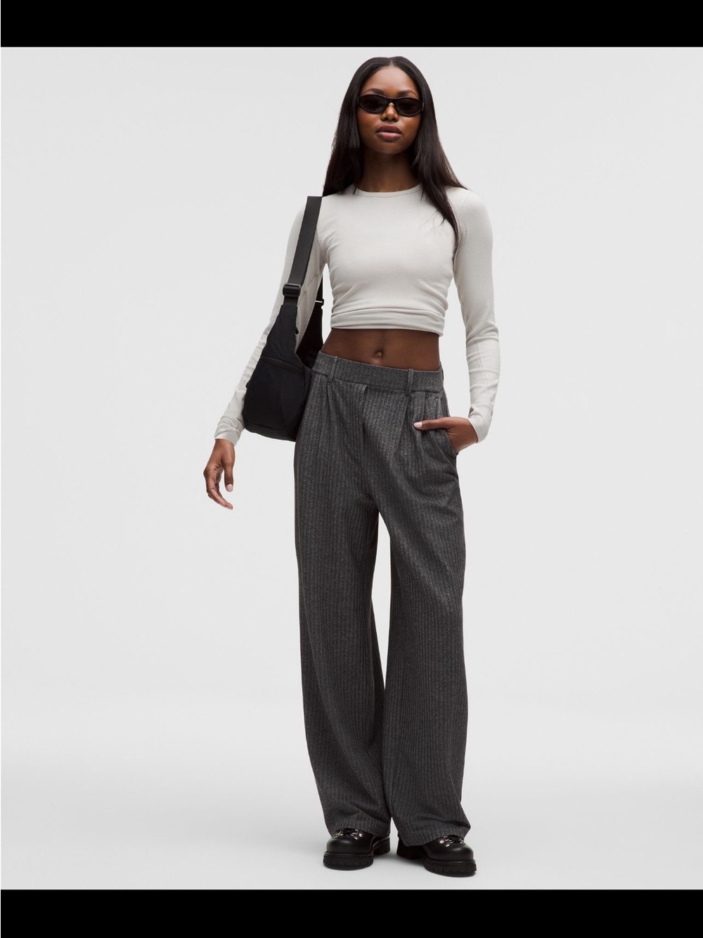 daydrift high-rise wide-leg trouser herringbone
